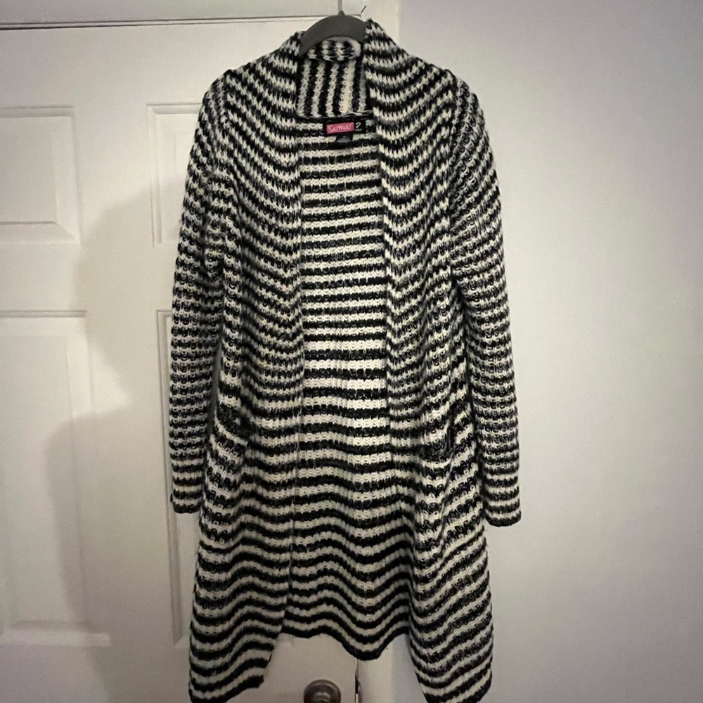 Say What? Navy and White Striped Cardigan